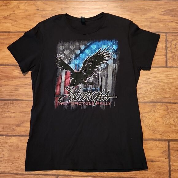 Sturgis Motorcycle Rally women's large black short sleeve t-shirt by Gildan - Picture 1 of 4